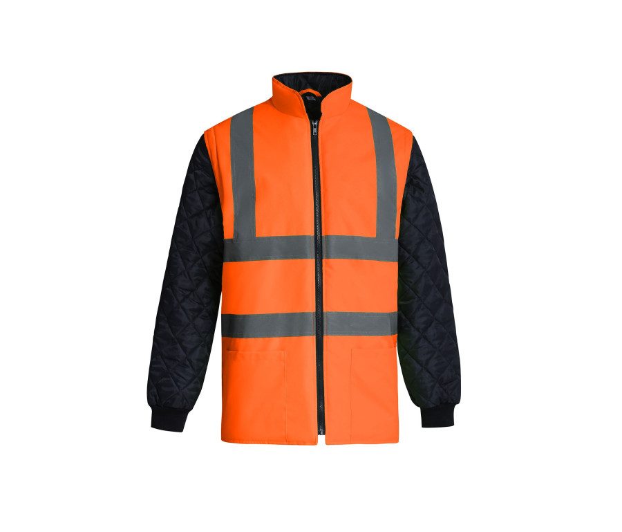 Yoko Hi-Vis Quilted Jacket with Detachable Sleeves HV008SL bedrucken