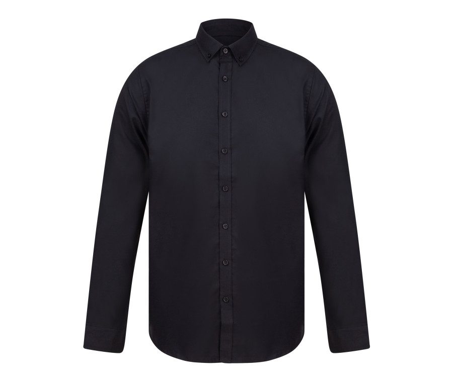 Henbury Modern Oxford Long Sleeved Shirt - Slim Fit H512S bedrucken