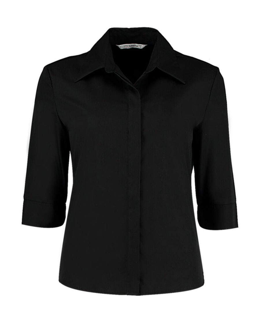 Kustom Kit Women's Tailored Fit Continental Blouse 3/4 Sleeve KK715 bedrucken