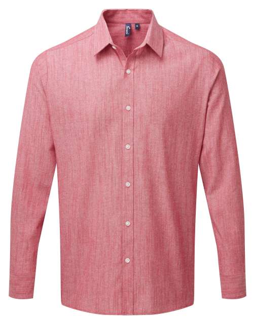 Premier Men's Cotton Slub Chambray Long Sleeve Shirt bedrucken