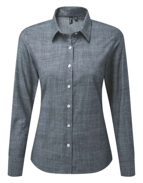 Premier Women's Cotton Slub Chambray Long Sleeve Shirt bedrucken