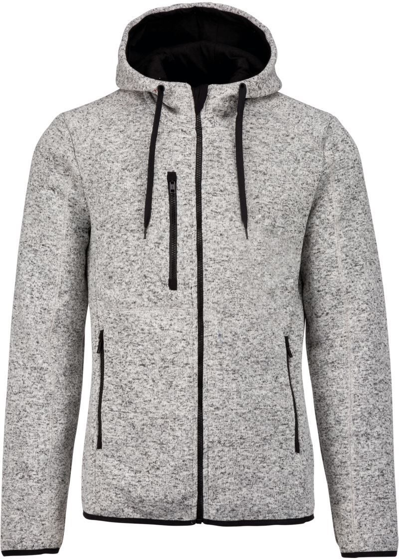 Kariban ProAct Herren Melange Kapuzen Strickfleece Jacke PA 365 bedrucken