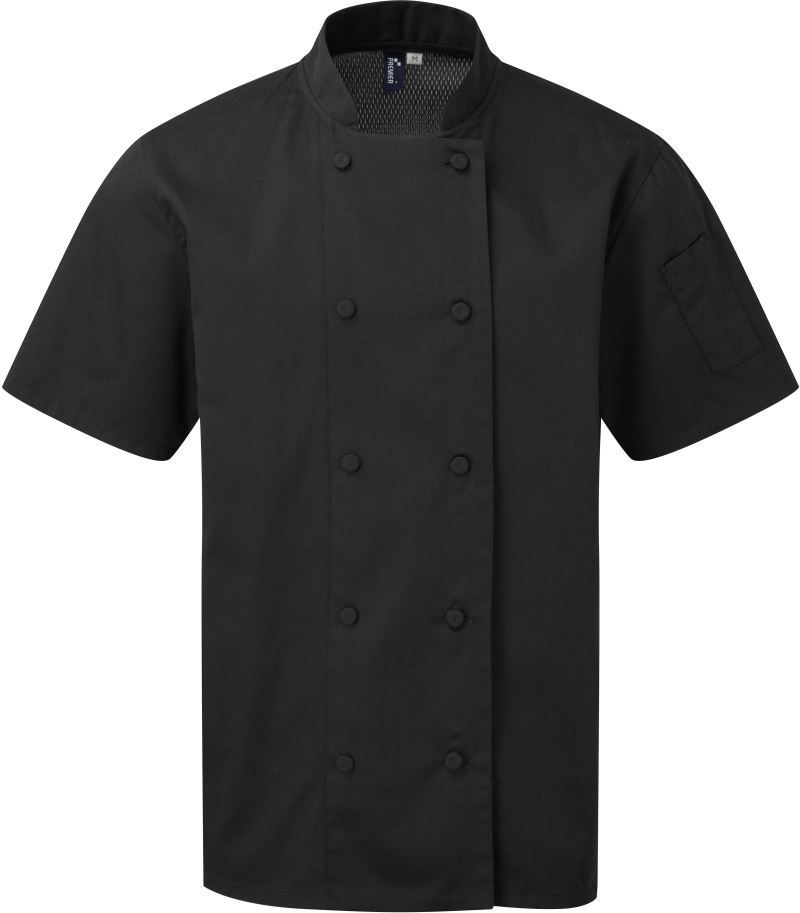 Premier Kochjacke kurzarm "Coolchecker®" PR 902 bedrucken