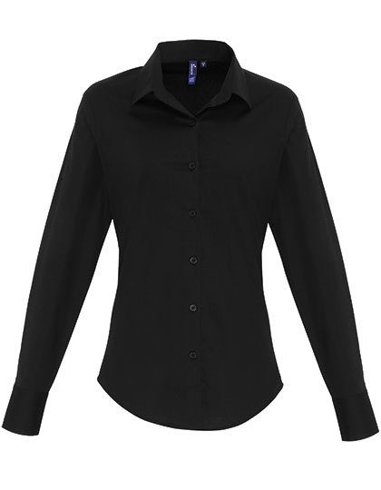 Premier Workwear Women´s Stretch Fit Poplin Long Sleeve Cotton Shirt PR344 bedrucken