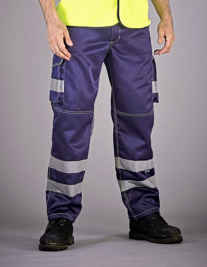 YOKO Hi-Vis Cargo Trousers With Knee Pad Pockets HV018T bedrucken