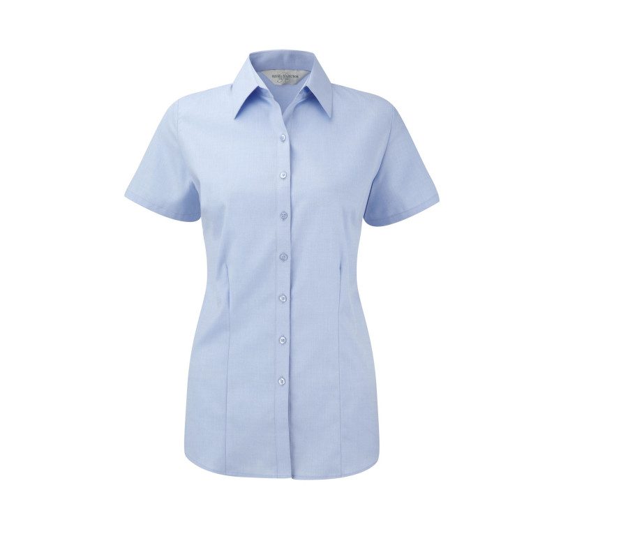 Russell Athletic Collection Ladies' Short Sleeve Tailored Herringbone Shirt 0R963F0 bedrucken